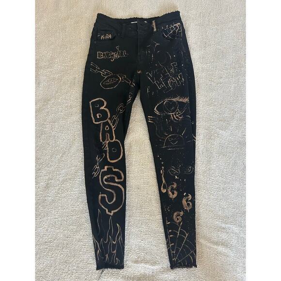 Kancan Denim - Kancan All Over Graffiti Art Black Skinny Jeans Size 7/27